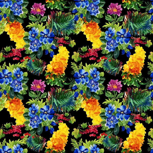 Colorful garden flowers pattern — Stock Photo, Image