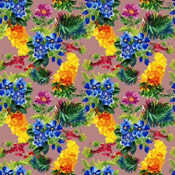 Colorful garden flowers pattern — Stock Photo, Image