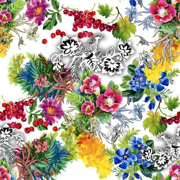 Fagiano con fiori modello colorato — Foto Stock