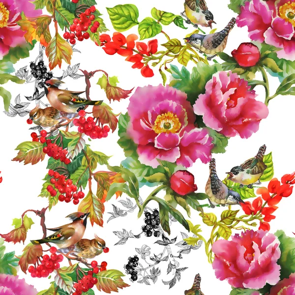 새 꽃 다채로운 패턴으로 — 스톡 사진
