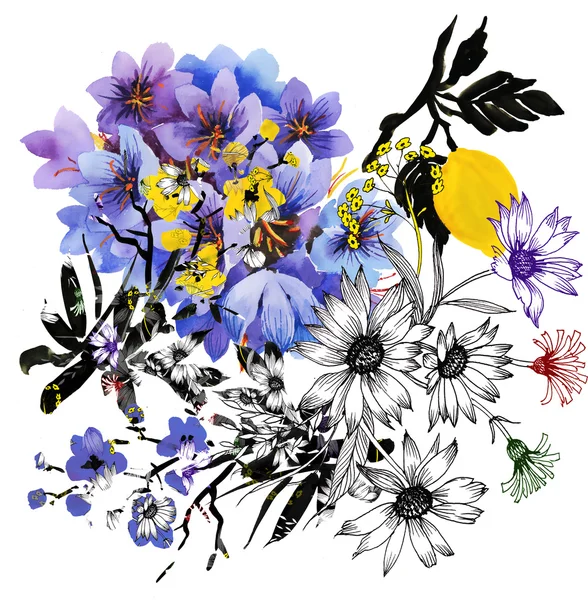 Λιβάδι πολύχρωμα λουλούδια — Φωτογραφία Αρχείου