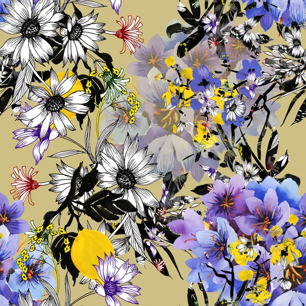 カラフルな庭の花背景 — ストック写真