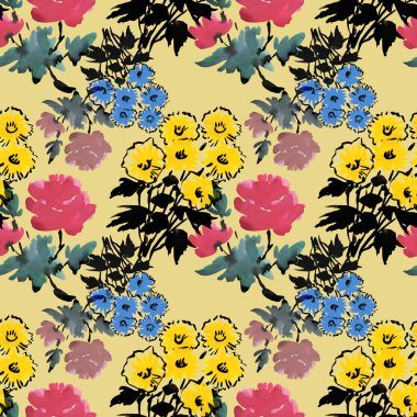 kır çiçekleri seamless modeli