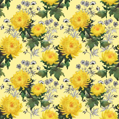 Sarı papatya çiçek deseni