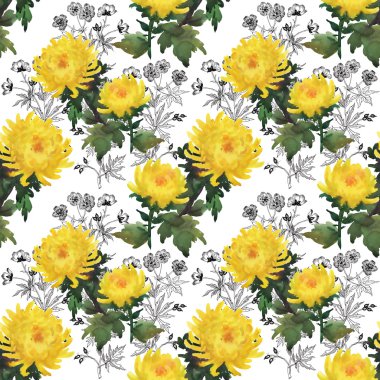 Sarı papatya çiçek deseni