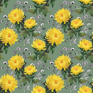 Sarı papatya çiçek deseni