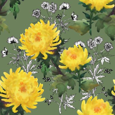 Sarı papatya çiçek deseni