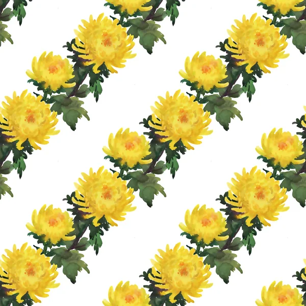 Amarelo crisântemo flores padrão — Fotografia de Stock
