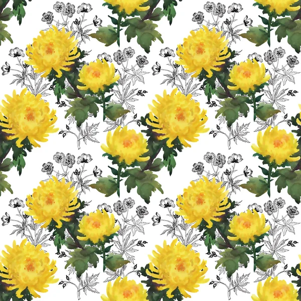 黄色の菊の花のパターン — ストック写真
