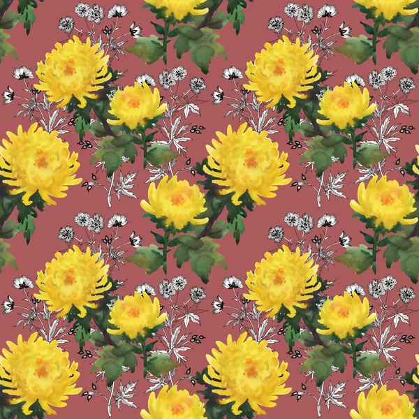 Patrón de flores de crisantemo amarillo — Foto de Stock