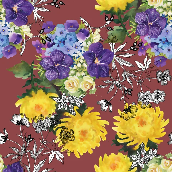 Flores coloridas prado — Fotografia de Stock