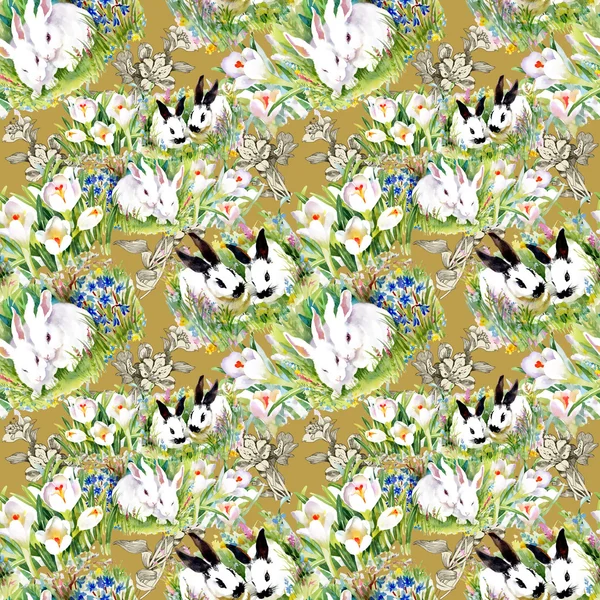 水彩ウサギ パターン — ストック写真