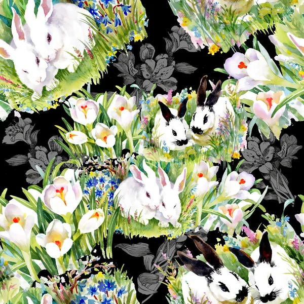 Aquarel konijnen patroon — Stockfoto