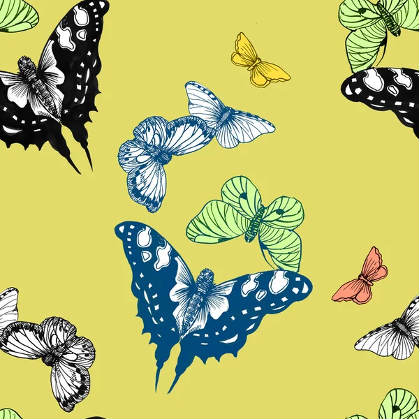 Patrón de mariposas primavera colorido — Foto de Stock