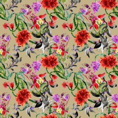 Renkli kır çiçekleri desen