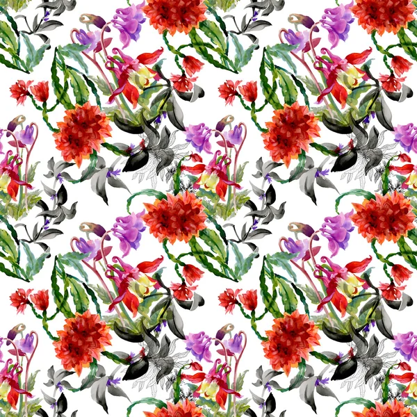 Colorful wildflowers pattern — Stock Photo, Image