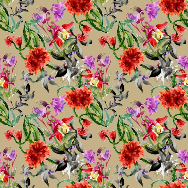 カラフルな野生の花のパターン — ストック写真