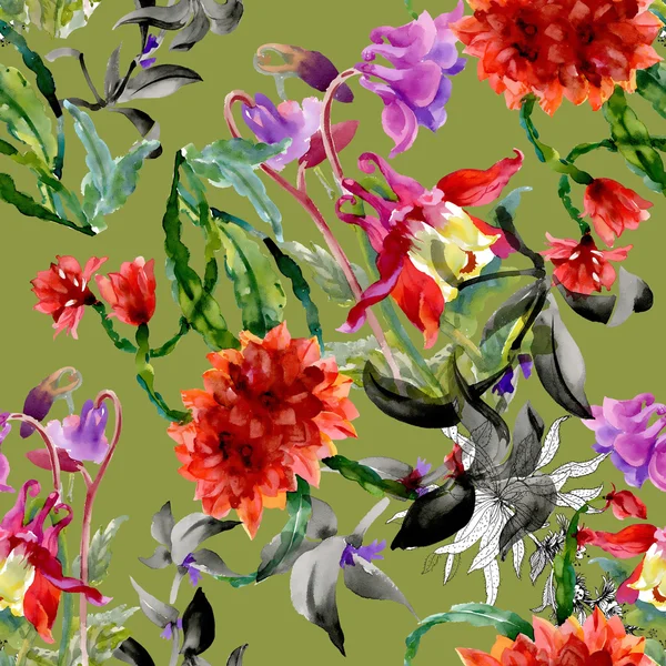 Modello variopinto di fiori selvatici — Foto Stock