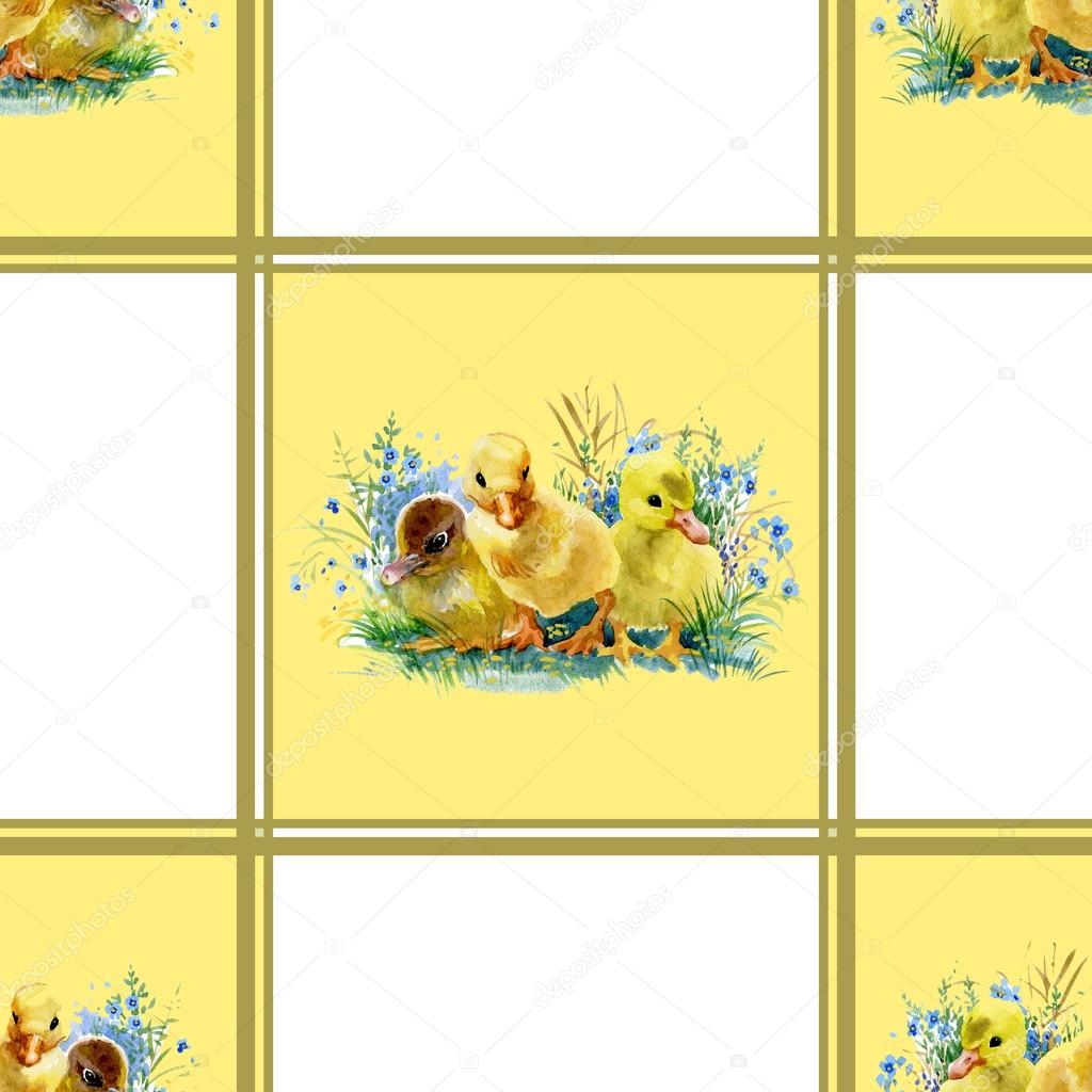 Cute watercolor ducklings