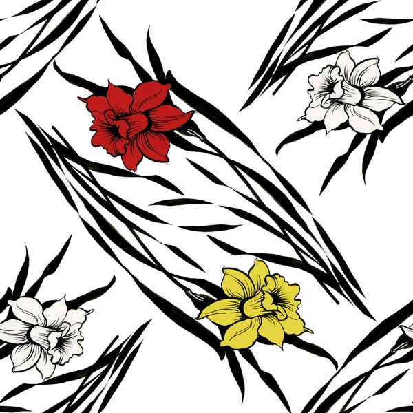 Padrão de botões narcisos sem costura florais — Fotografia de Stock