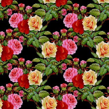 Gül çiçek desenli