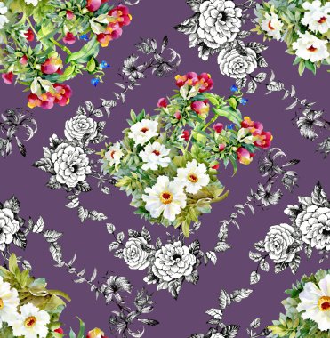 Bahçe çiçek desenli