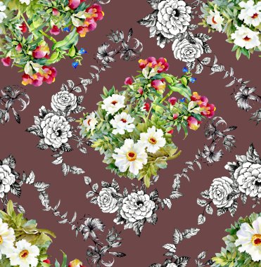 Bahçe çiçek desenli