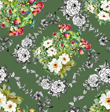 Bahçe çiçek desenli