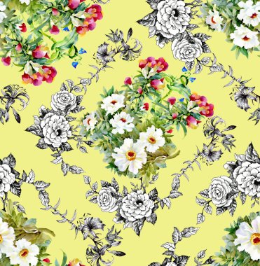 Bahçe çiçek desenli