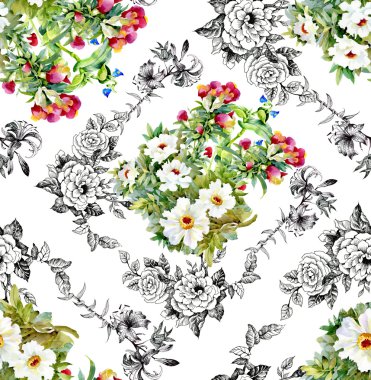 Bahçe çiçek desenli