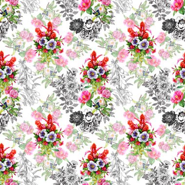 Bahçe çiçek desenli