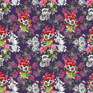 Bahçe çiçek desenli