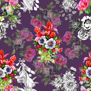 Bahçe çiçek desenli