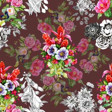 Bahçe çiçek desenli