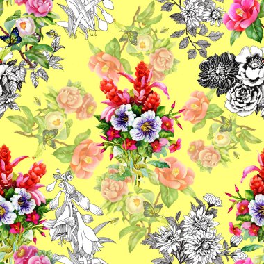 Bahçe çiçek desenli