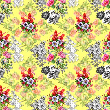 Bahçe çiçek desenli