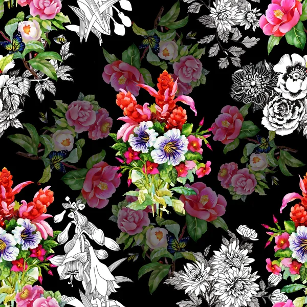 Padrão floral jardim — Fotografia de Stock