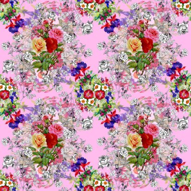 Bahçe çiçek desenli