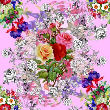 Bahçe çiçek desenli