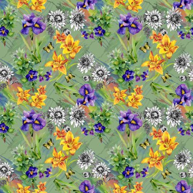 Kelebekler ile Bahçe çiçek