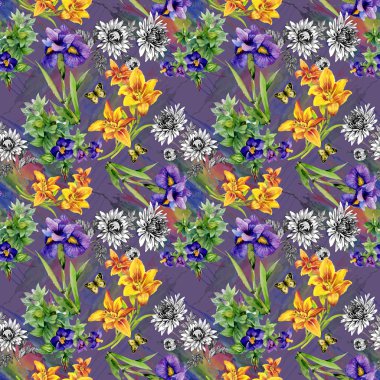 Kelebekler ile Bahçe çiçek