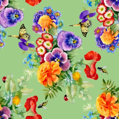 Kelebekler ile Bahçe çiçek
