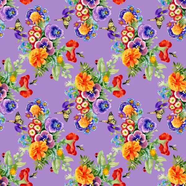 Garden flowers with butterflies — Stock Photo, Image