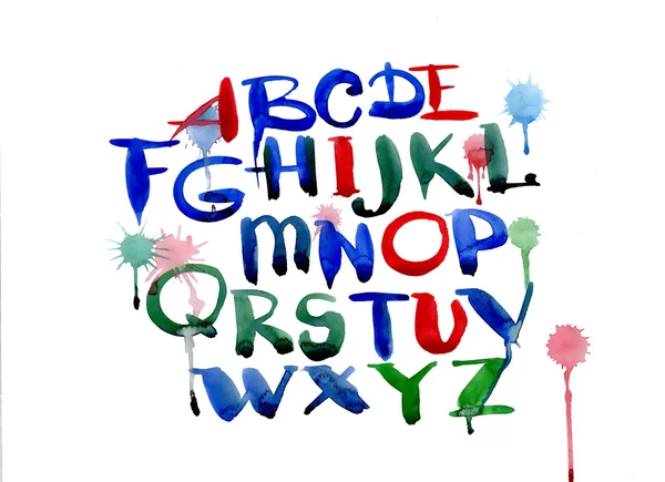 Caligrafia alfabeto aquarela — Fotografia de Stock