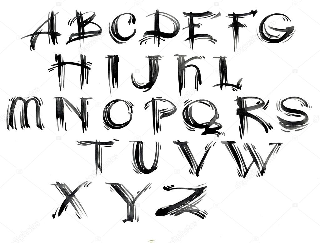 Calligraphy watercolor alphabet