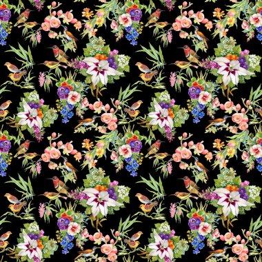 yabani kuşlar ve çiçekler