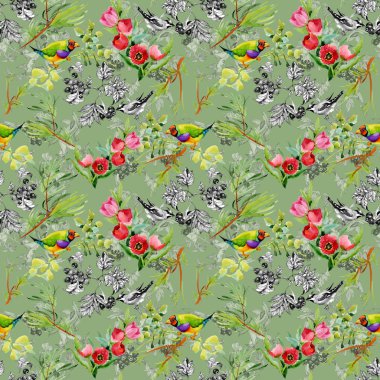 Bahçe çiçek kuşlarla