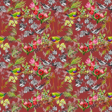 Bahçe çiçek kuşlarla