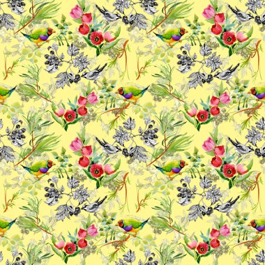 Bahçe çiçek kuşlarla