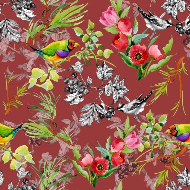 Bahçe çiçek kuşlarla